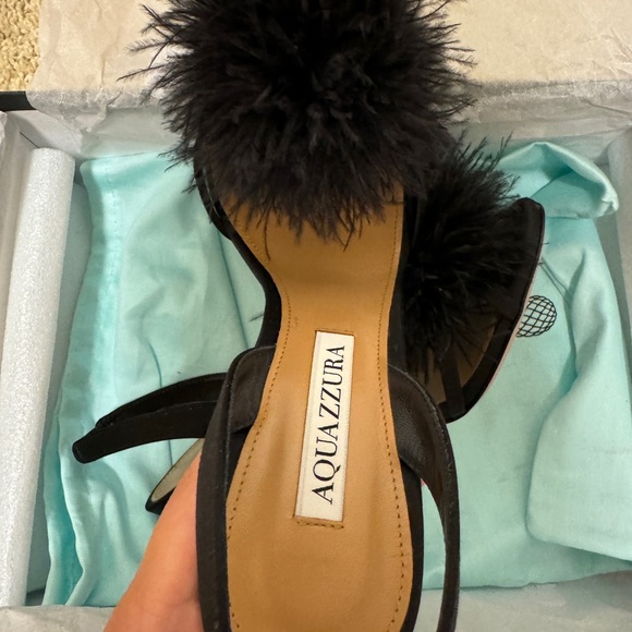 AQUAZZURA silk and feather shoes! ONLY 1 time wear! - Picture 8 of 10